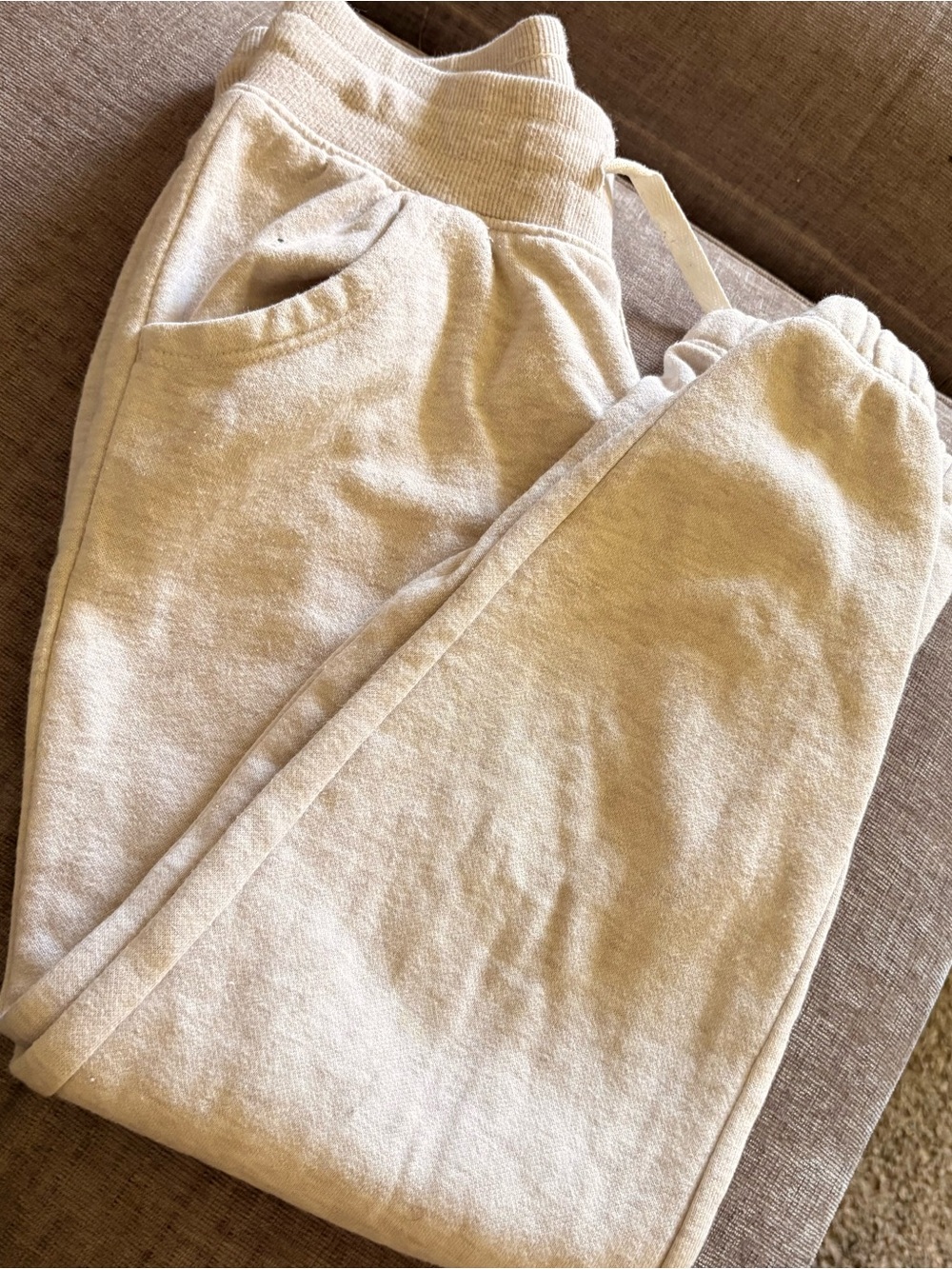 Kids Cozy Drawstring Jogger Pants - Cream